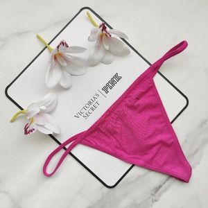 NWT VICTORIA'S SECRET STRETCH COTTON V-STRING PANTY IN FUCHSIA FRENZY SIZE SMALL